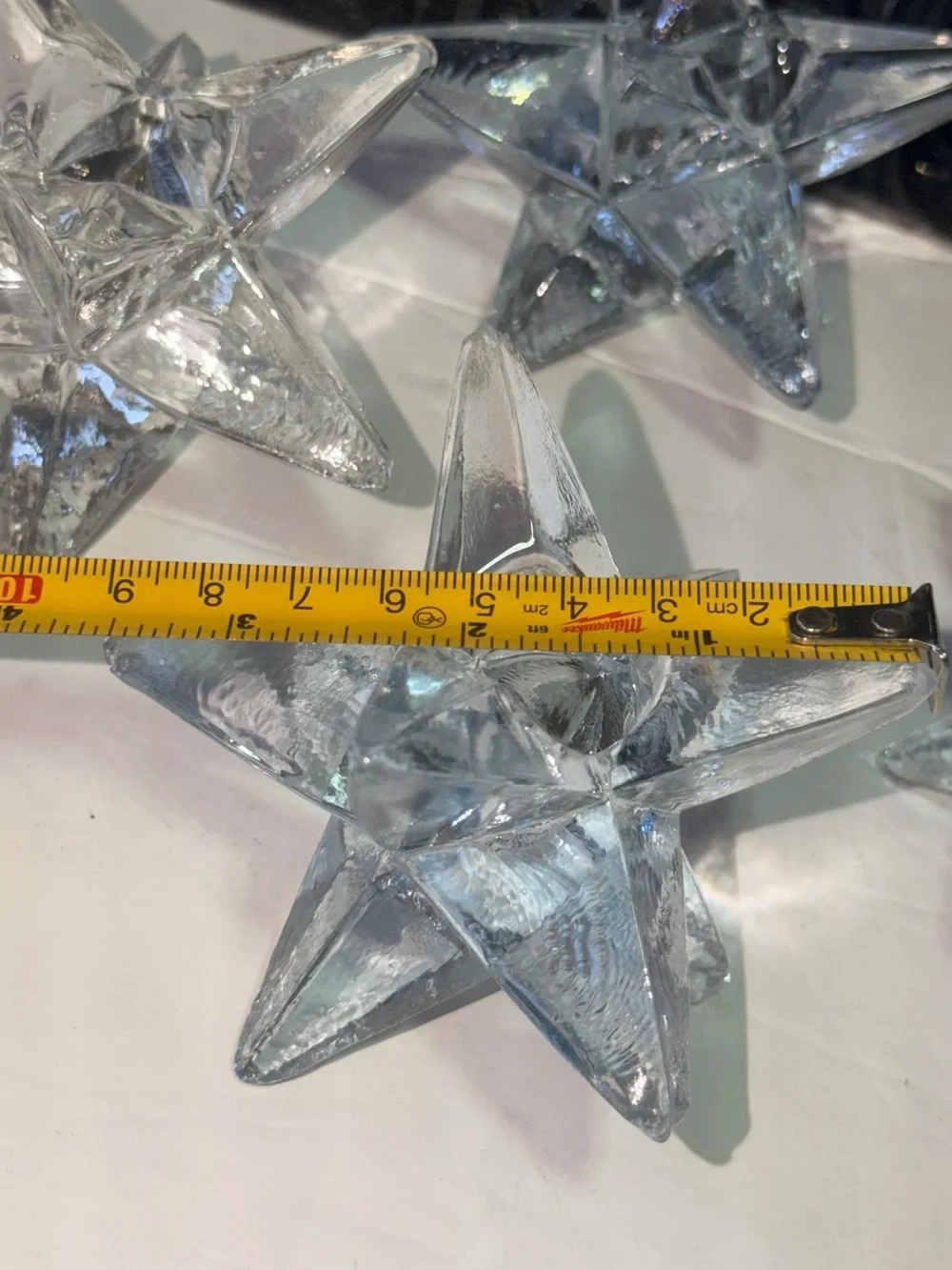 Set of 4 Pier 1 Imports Glass Point Star Taper Candlestick Holders